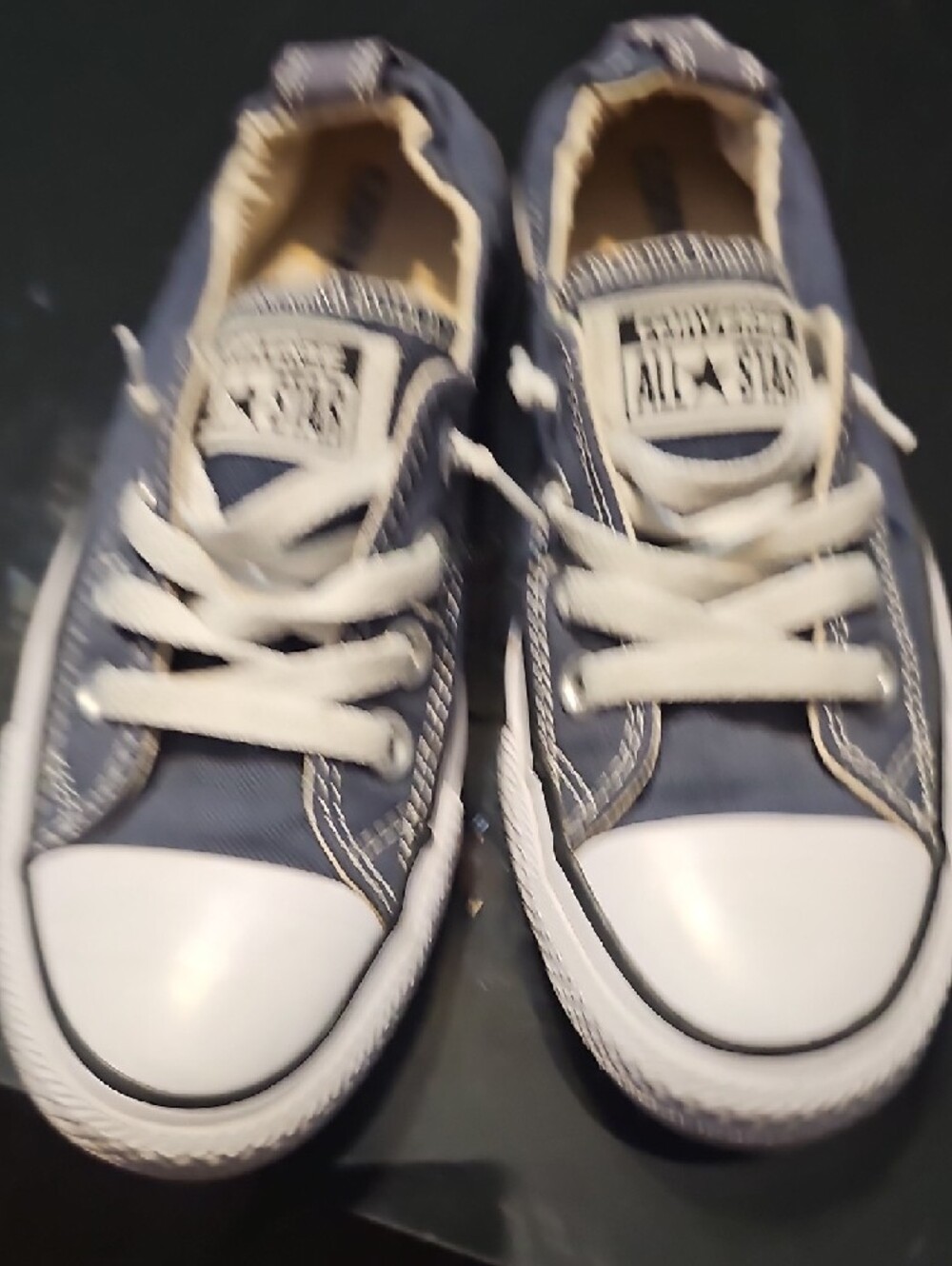 Converse Womens Low Top Canvas Sneakers - Navy and White Elastic Heel - Picture 4 of 6